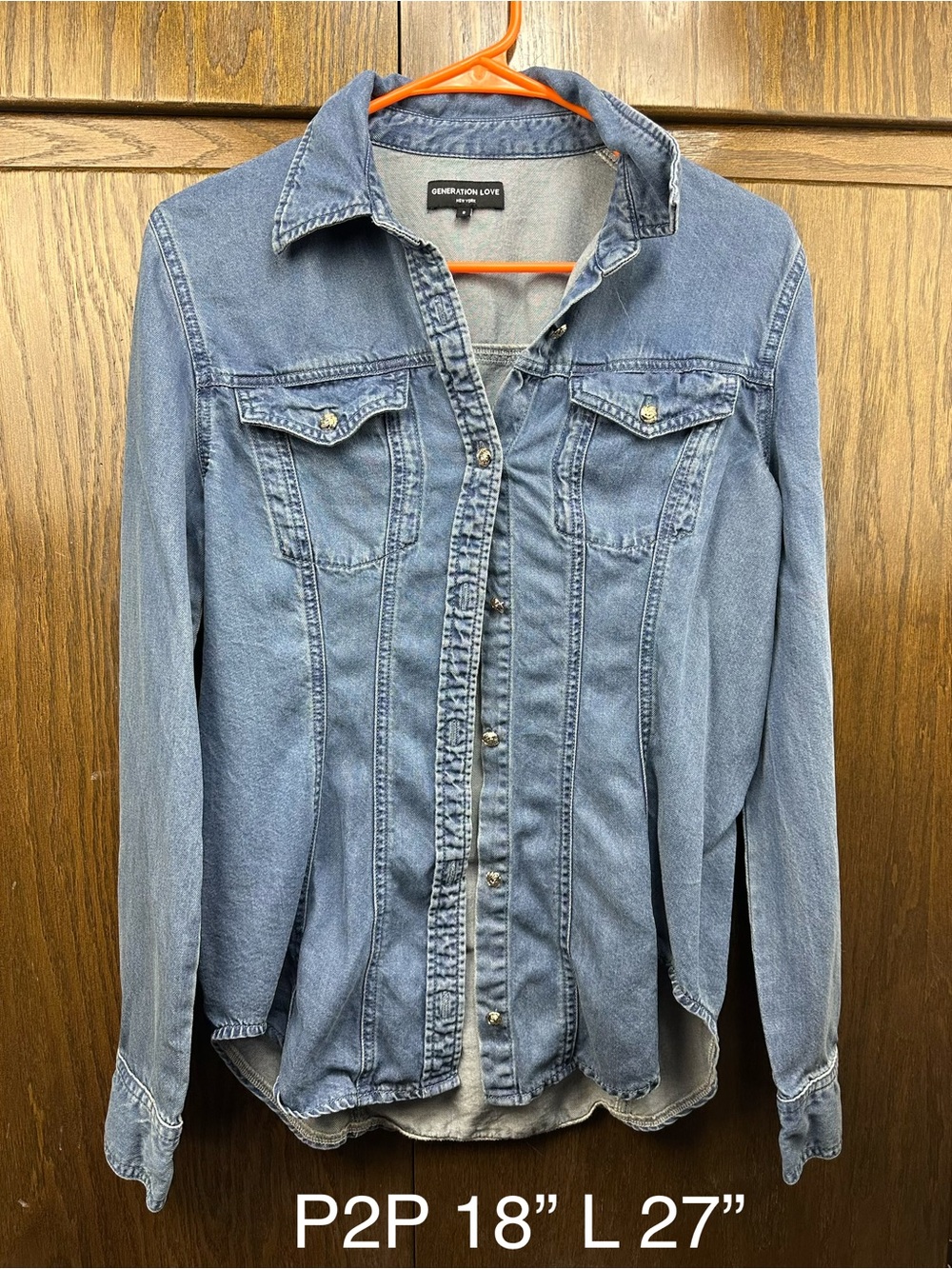 Generation Love Light Blue Denim Button-Front Shirt